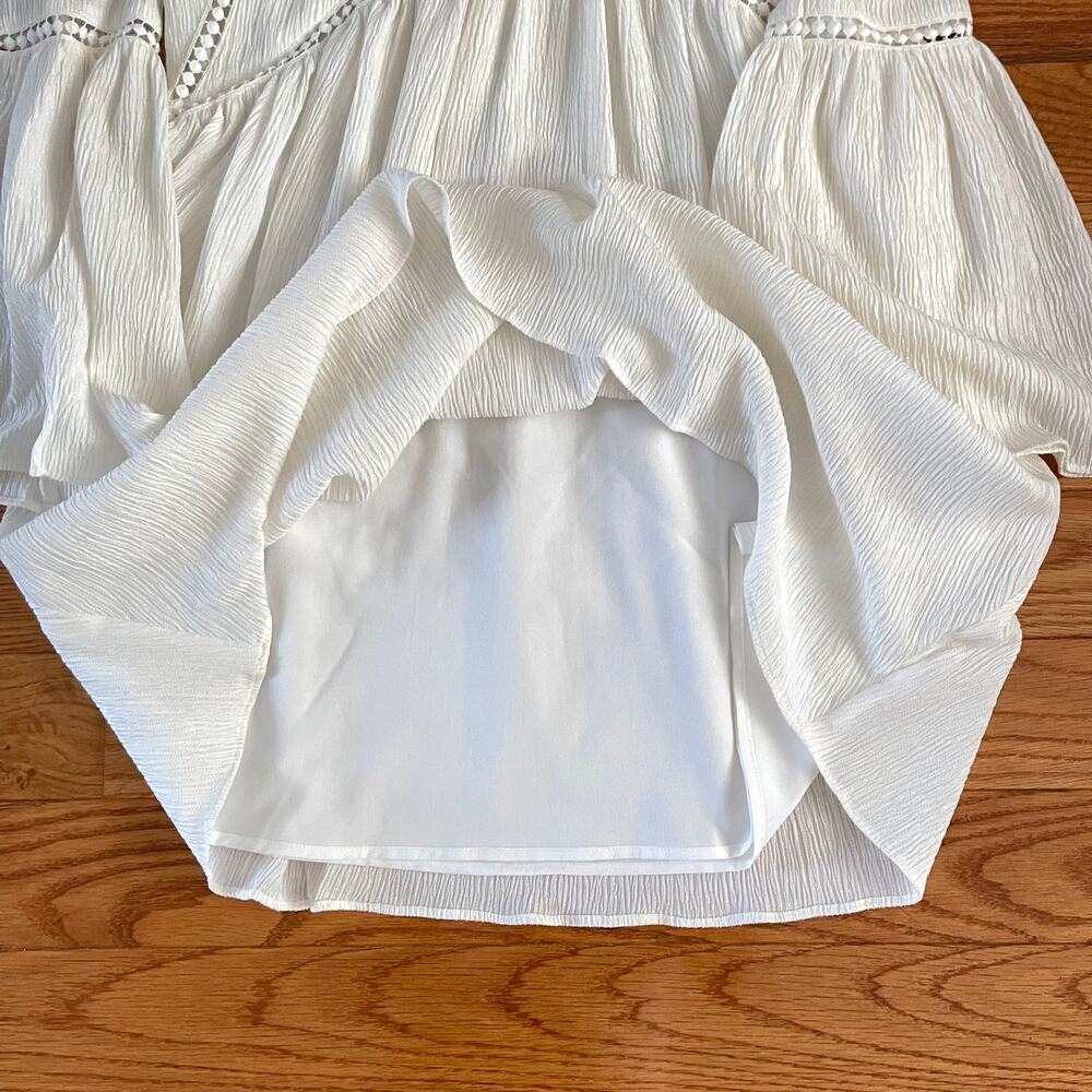 Boho Chic Tunic Peasant Dress Womens Small White Lagenlook Hippie Minimalist - Picture 5 of 9